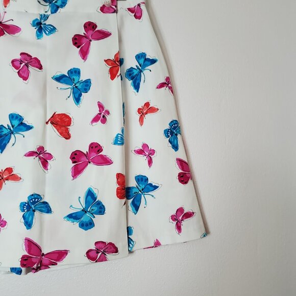 Briggs New York Skort Size 16 White Pink & Blue Butterflies Cotton Spandex - Picture 2 of 16